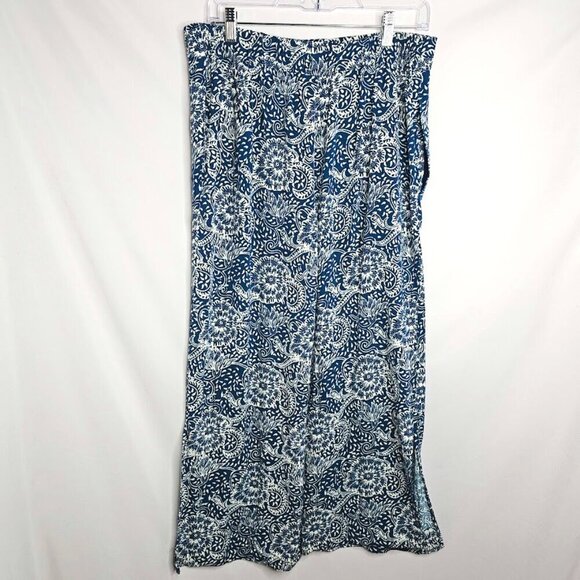 New MAEVE ANTHROPOLOGIE Wide Leg Pants BLUE WHITE Floral size M Anika Palazzo - Picture 6 of 7